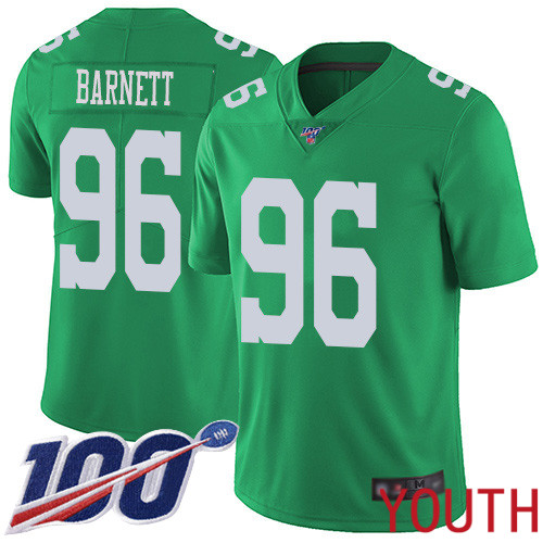 Youth Philadelphia Eagles #96 Derek Barnett Limited Green Rush Vapor Untouchable NFL Jersey 100th Season